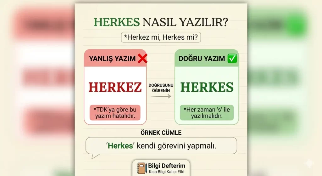 Herkes nasıl yazılır TDK doğru yazımı infografiği