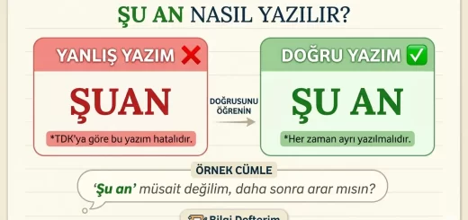 Şu an nasıl yazılır TDK doğru yazımı infografiği